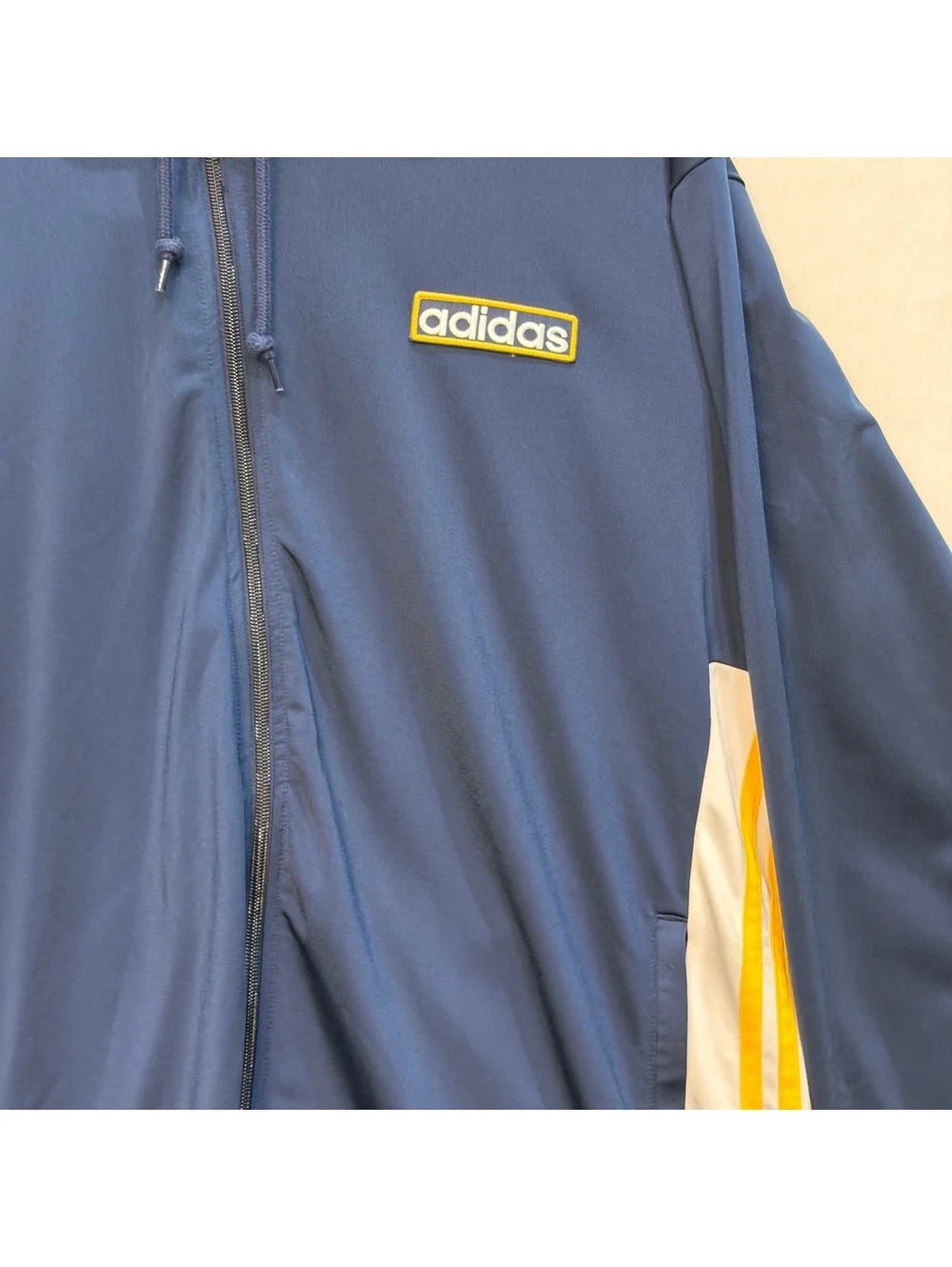 Adidas Adibreak Full Zip Hoodie Side Snap Men's XL Navy Yellow White 3 Stripes